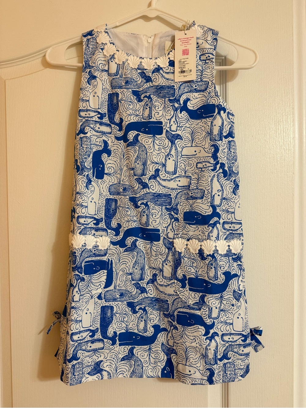 Lilly Pulitzer Blue and White Whale-Print Shift Dress - Kids